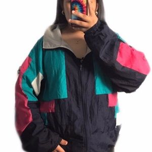 Vitnage colorful color block windbreaker jacket !